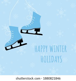 Flat illustration of winter skating vector concept. Happy winter holidays