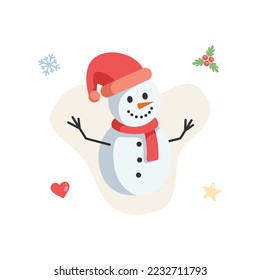 Flat Illustration of Winter Snow Man Vector Illustration Design.