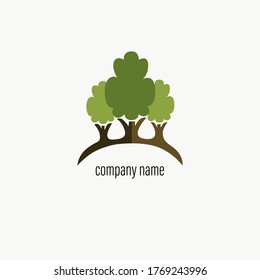  Flat illustration wish trees on isolated white background. Vector green tree, symbol, icon, logo design for company