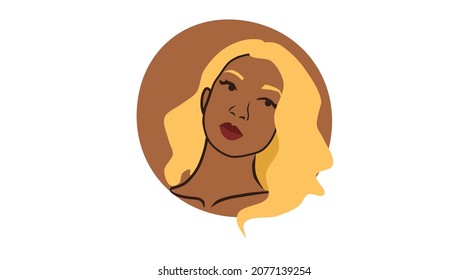 Flat illustration of a woman with blond hair.