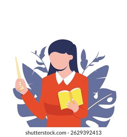 illustration à plat femme avec livre à portée de main 
