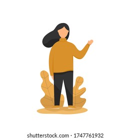 flat illustration woman hands up