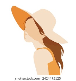 Flat illustration of a woman wearing a summer hat