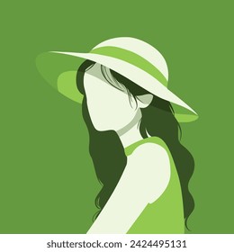 Flat illustration of a woman wearing a summer hat