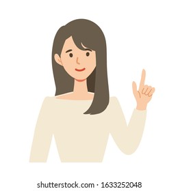 A flat illustration of woman in  white t-shirt isolated on white background. Vector illustration.