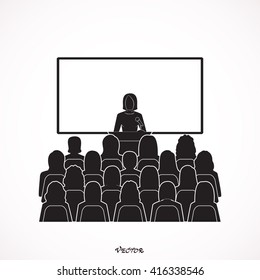 Flat illustration of women business community. a large group of women business women or politicians. summit or conference family image. Flat illustration of women community with a large group of girls