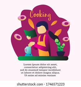 flat Illustration of women learning cooking