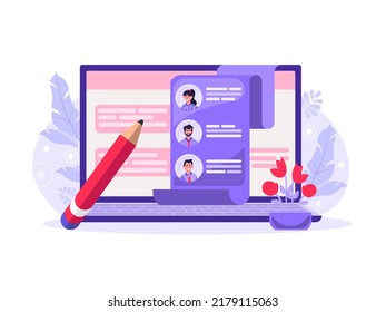 Flat Illustration. Work Application Concept. Resume Business, Employment In The Form Of An Internet Platform Make Document Delivery Faster.