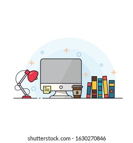 flat illustration of work desk