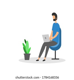 trabajo de ilustración plana en oficina
