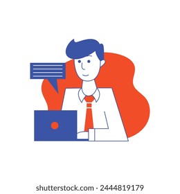flat illustration of working employee icon, for digital industrial design purposes. white background