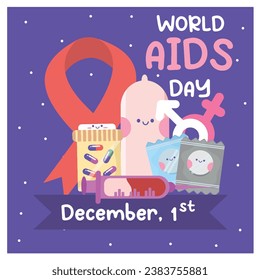Flat illustration for world aids day awareness