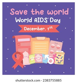 Flat illustration for world aids day awareness