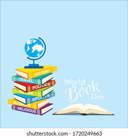  Flat illustration of world book day web banner template vector