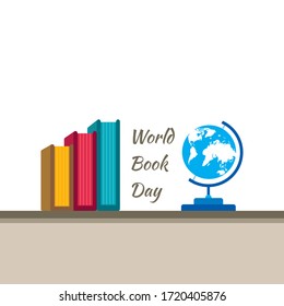  Flat illustration of world book day web banner template vector