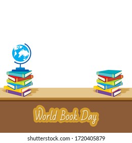  Flat illustration of world book day web banner template vector