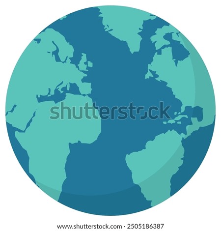Flat illustration of world globe isolated on white background.