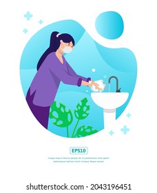 Flat Illustration, world handwashing day, can be used for web, app, print, infographic, etc