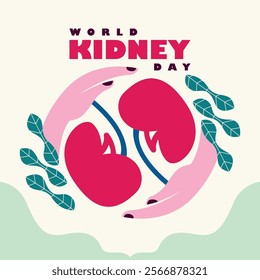 Flat illustration for world kidney day. Flat world kidney day awareness banner template