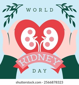 Flat illustration for world kidney day. Flat world kidney day awareness banner template