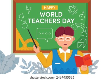 Flat illustration for world teachers' day. Cartoon flat illustration