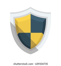 Flat illustration of a yellow and black shield