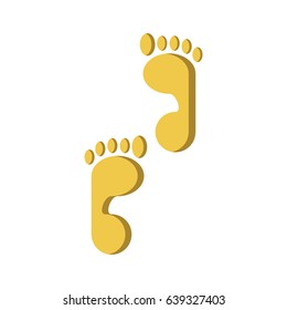 Flat illustration of a yellow footsteps