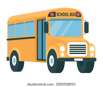 Flat illustration of yellow school bus