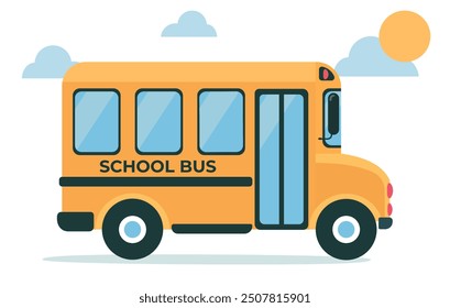 Flat illustration of yellow school bus