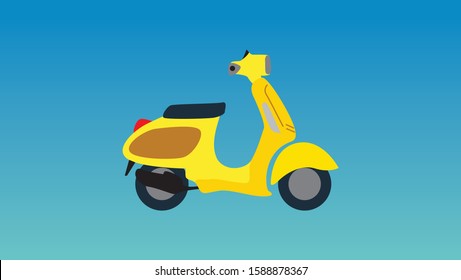 Flat illustration of yellow scooter
