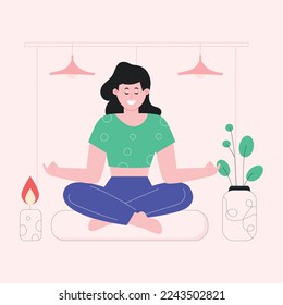 Ilustración plana del yoga