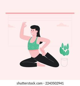 Ilustración plana del yoga
