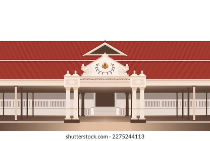 flat illustration of yogyakarta sultanate building in indonesia