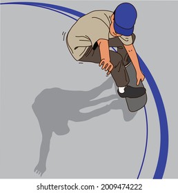 Flachbildjunge mit Skateboardspielen 
