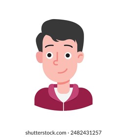 Flat illustration of young boy smiling avatar