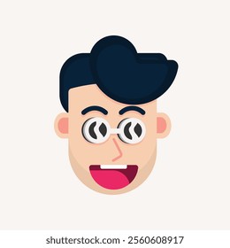 Flat Illustration Of A Young Man Smiling, for design elemment, icon design or print