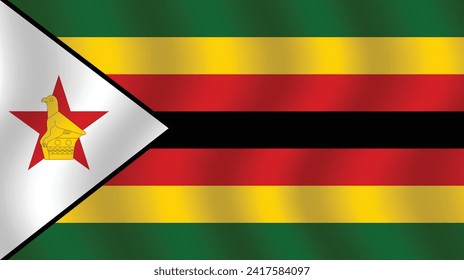 Flat Illustration of Zimbabwe flag. Zimbabwe national flag design. Zimbabwe Wave flag.
