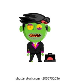 Flat illustration of zombie businessman, fit for halloween event.