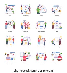Ilustraciones planas de la gestión empresarial 

