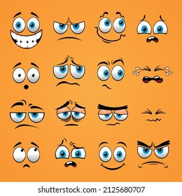 flat illustrations cartoon eyes emotions set