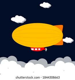 Flat illustrations with clouds and
airship