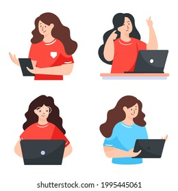 Flache Illustrationen von Frauenaktivitäten