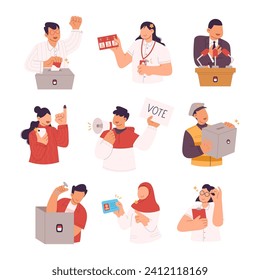 Flat illustrations for general election and voting