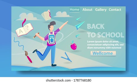 flat illustrations from the landing page back to school concepts, days of study at school, achieving dreams, flat illustration design templates