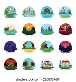 Flat Illustrations of Landscapes and Nature Views 

