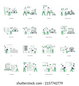 Flat Illustrations of Online Banking 

