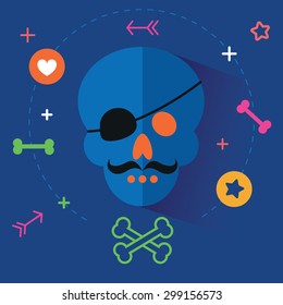 Flat illustrations with skull