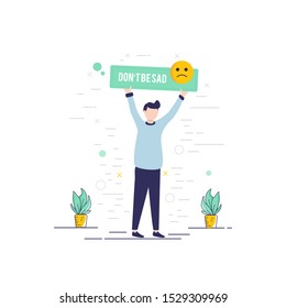 Flat illustrations to support don't be sad, be happy illustration