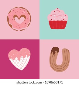 flat illustrations of sweets