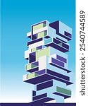 Flat illustrations, urban background. Estate, facades of residential buildings. Vertical orientation. Flat illustrations, urban background. Vector set for c Vector set for covers, prints, banners